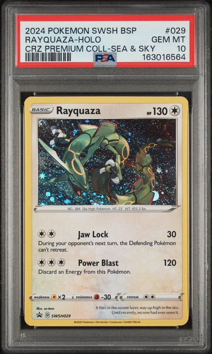 2024 POKEMON SWSH BLACK STAR PROMO 029 RAYQUAZA-HOLO CROWN ZENITH PREMIUM COLLECTION SEA & SKY