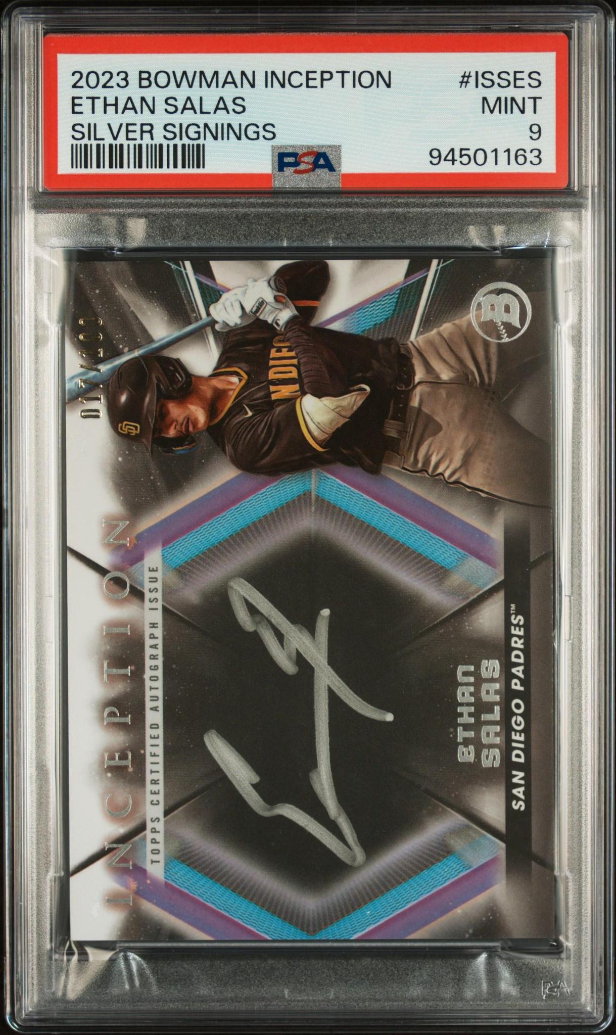 2023 Bowman Inception Silver Signings #ISSES Ethan Salas PSA 9