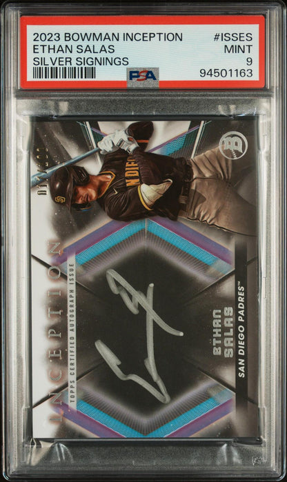 2023 Bowman Inception Silver Signings #ISSES Ethan Salas PSA 9