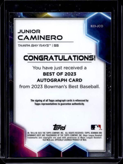 2023 Bowman's Best Junior Caminero #B23-JCO Autograph Green Refractor /99