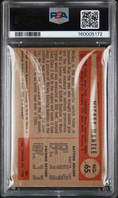 1954 BOWMAN #65 MICKEY MANTLE PSA 3.5
