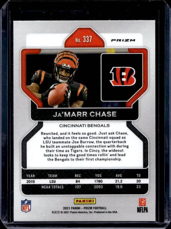 2023 Panini Prizm Ja'Marr Chase #337 Rookie Green Prizm