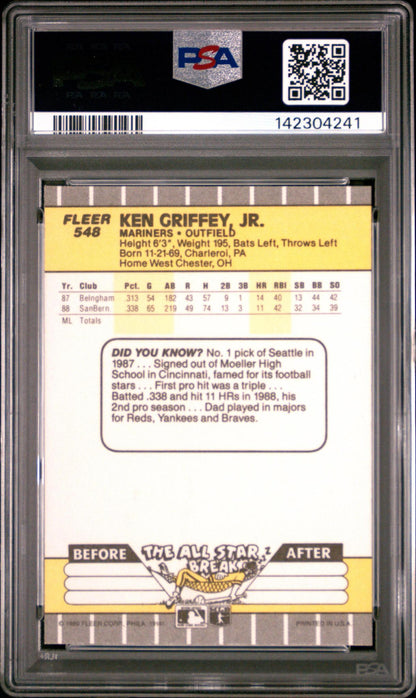 1989 FLEER 548 KEN GRIFFEY JR. PSA 10