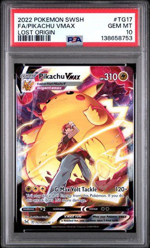2022 POKEMON SWORD & SHIELD LOST ORIGIN #TG17 FA/PIKACHU VMAX LOST ORIGIN PSA 10