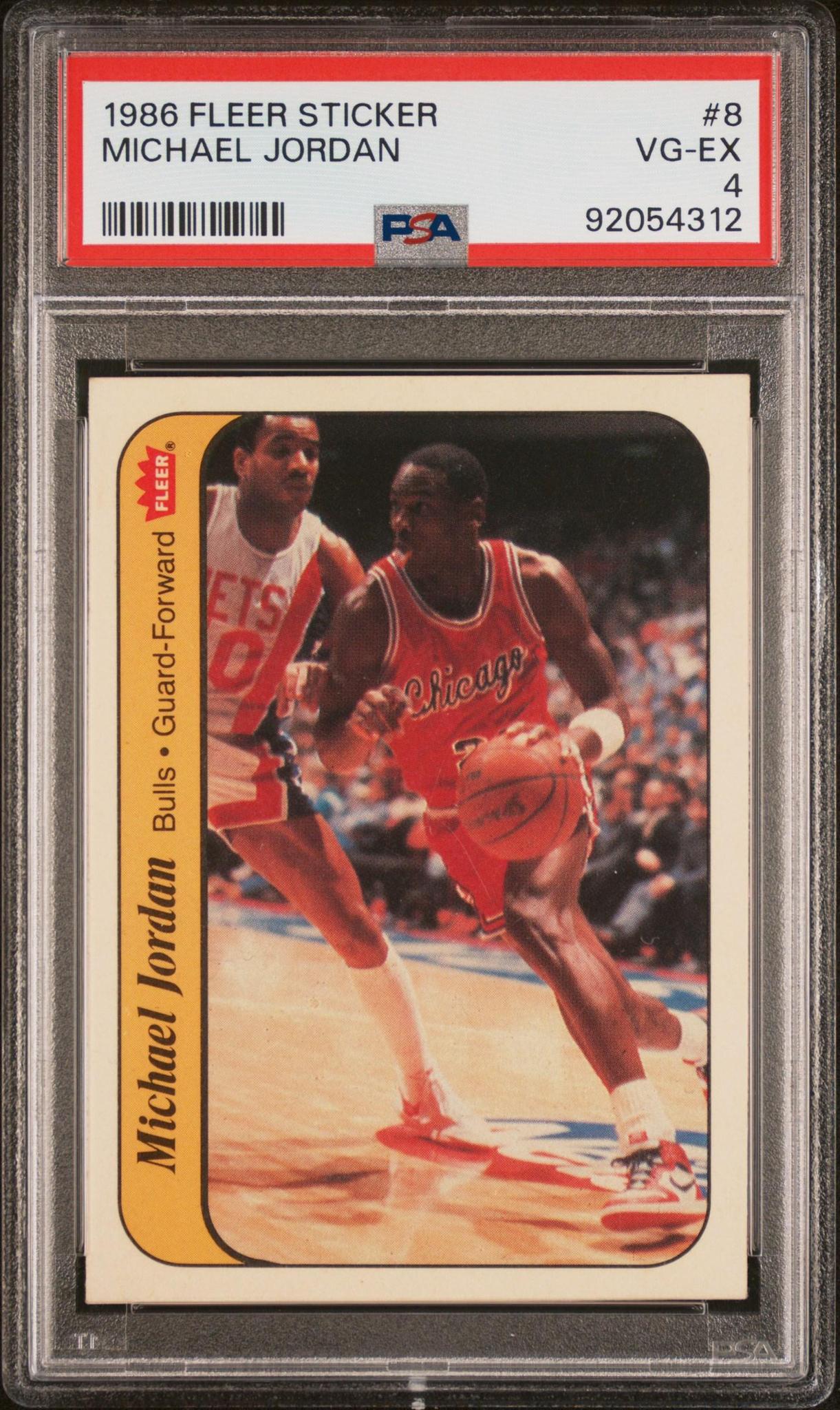 1986 FLEER STICKER 8 MICHAEL JORDAN PSA 4