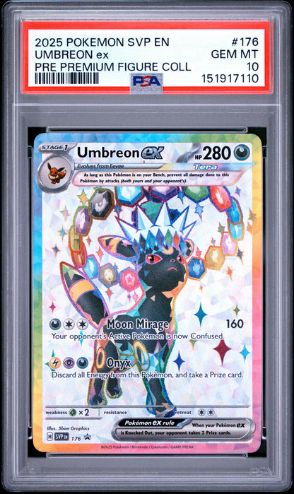 2025 POKEMON SVP EN-SV BLACK STAR PROMO #176 UMBREON EX PRISMATIC EVOLUTIONS PREMIUM FIGURE COLLECTION PSA 10