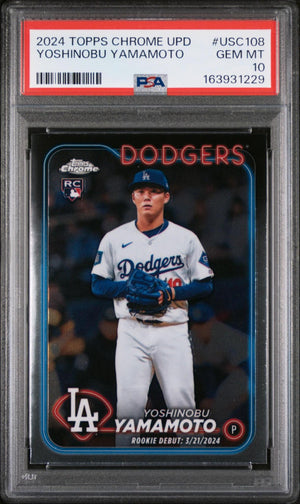 2024 TOPPS CHROME UPDATE USC108 YOSHINOBU YAMAMOTO PSA 10