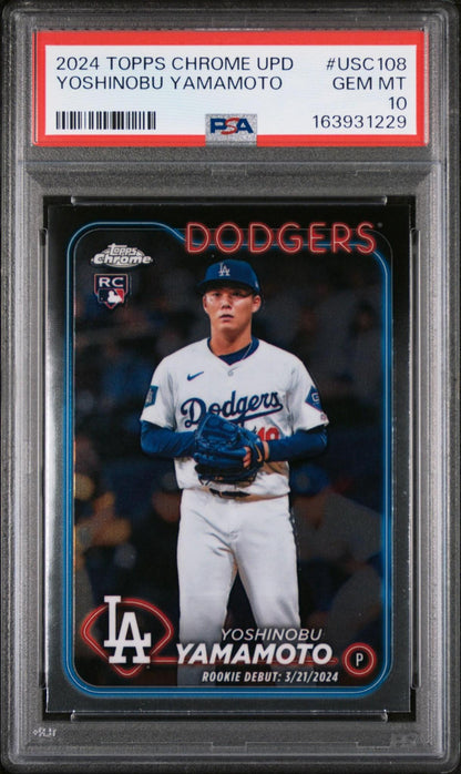 2024 TOPPS CHROME UPDATE USC108 YOSHINOBU YAMAMOTO PSA 10