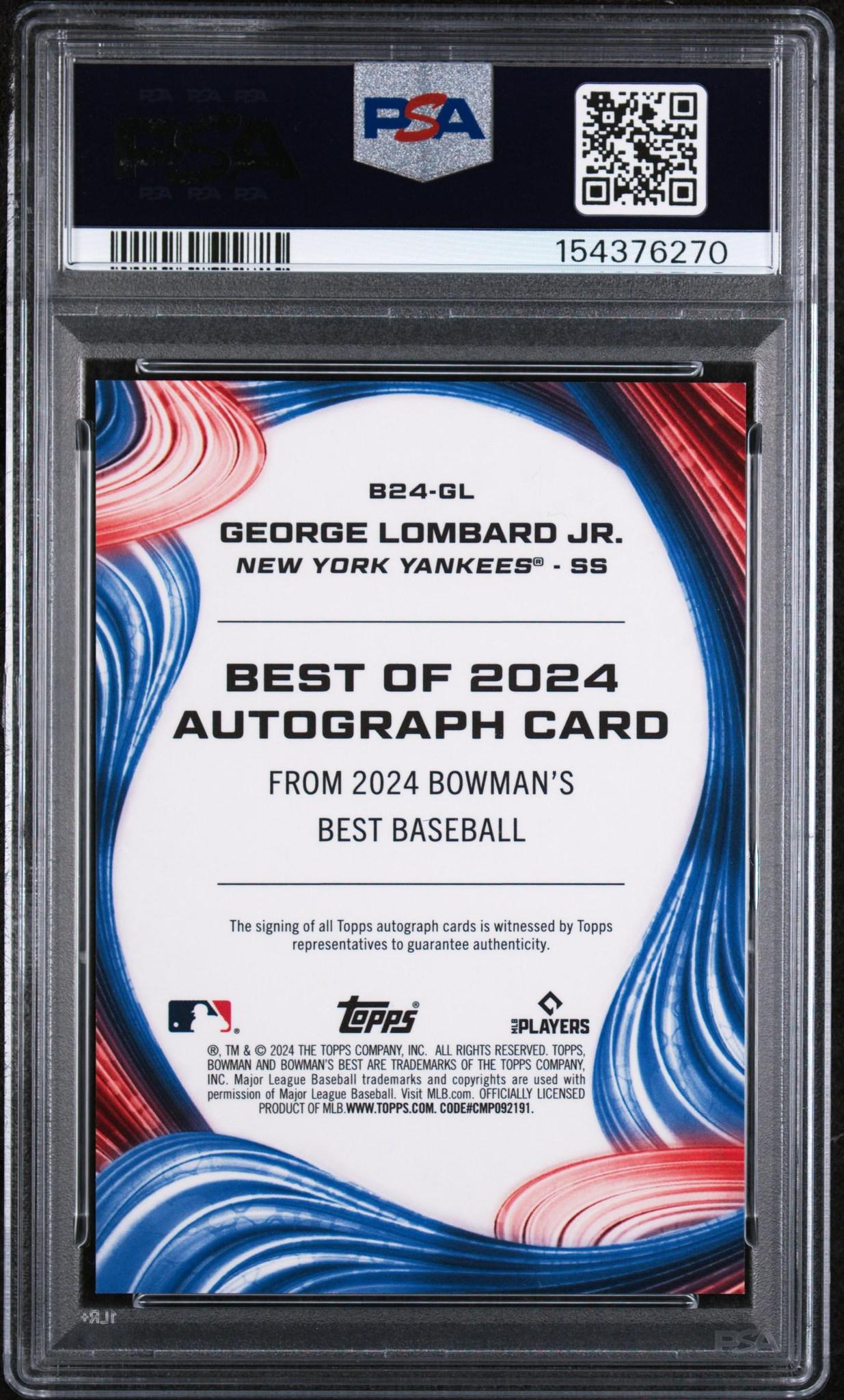 2024 Bowman's Best Best of 2024 Autographs #B24-GL George Lombard Jr. PSA 10