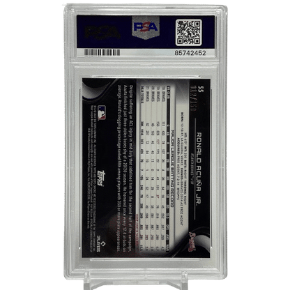 2022 Topps Chrome Black Ronald Acuna Jr. Purple Diamond Refractor /150 PSA 10