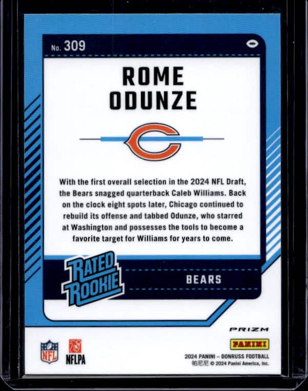 2024 Panini Donruss Rome Odunze #309 Rated Rookie Red Pandora