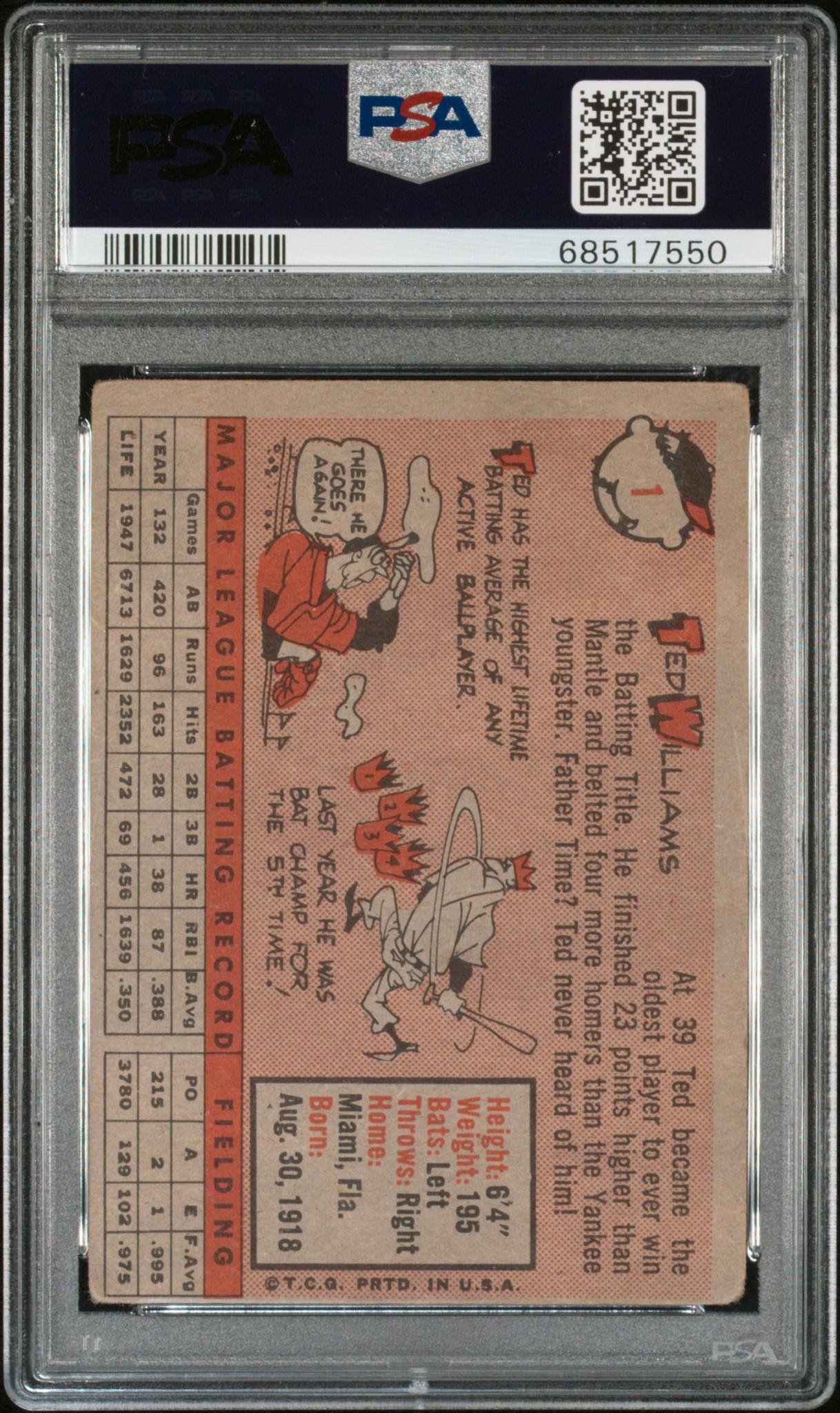 1958 Topps #1 Ted Williams PSA 2