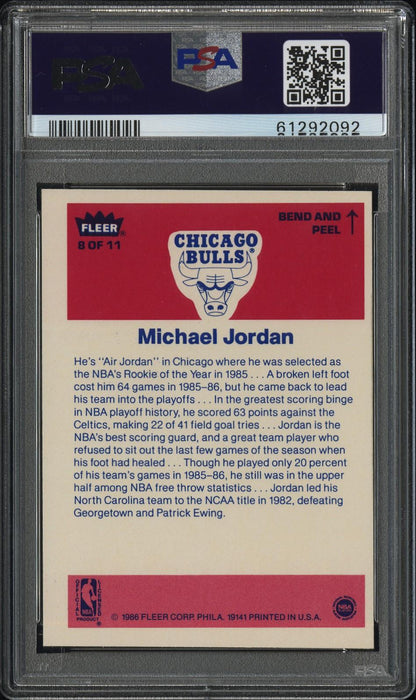 1986 FLEER STICKER 8 MICHAEL JORDAN PSA 6