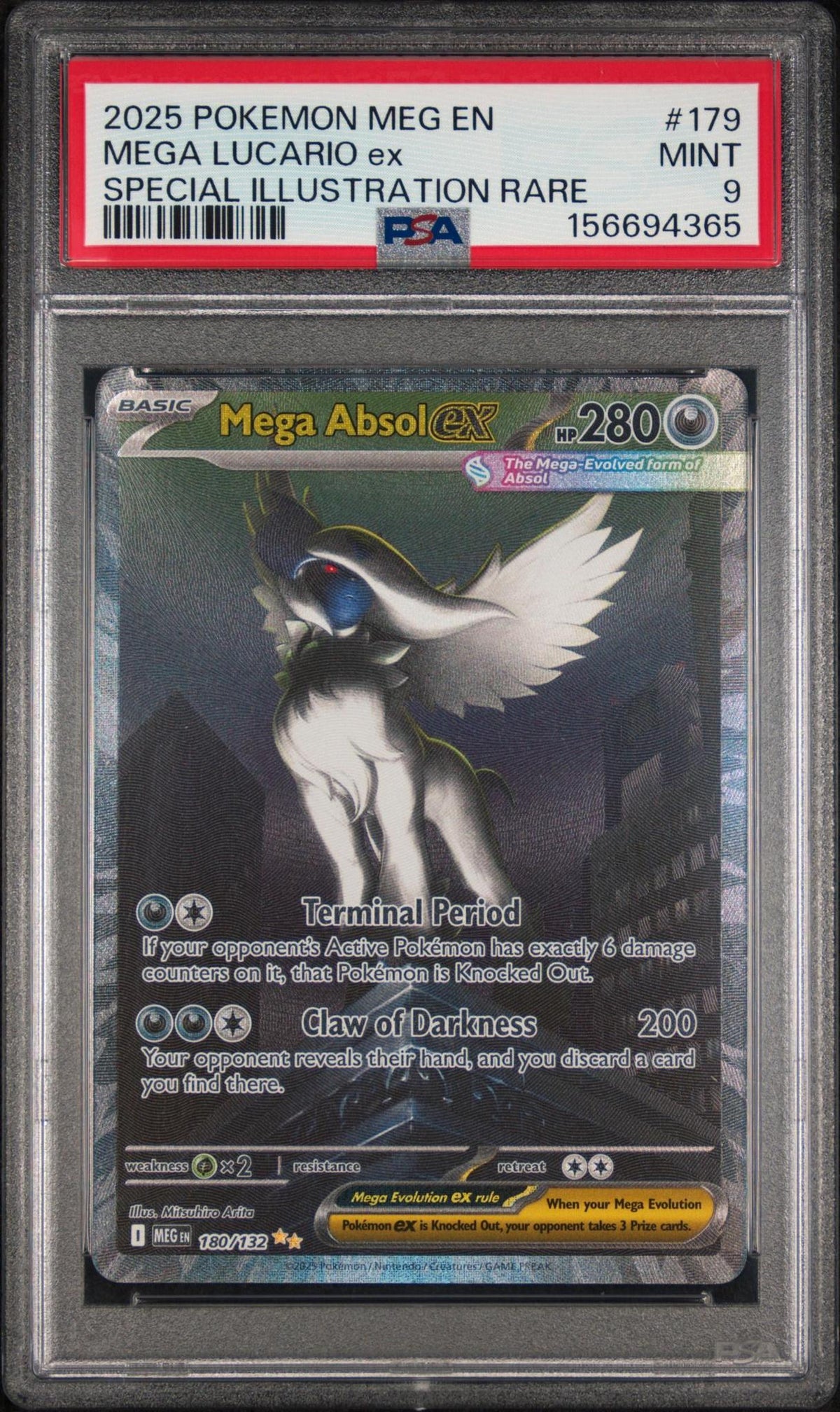2025 POKEMON MEG EN-MEGA EVOLUTION 179 MEGA LUCARIO EX SPECIAL ILLUSTRATION RARE PSA 9