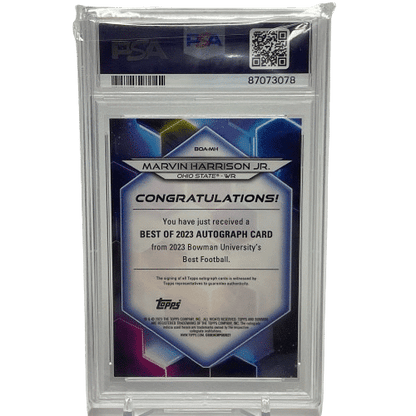 2023 Bowman's Best University Marvin Harrison Jr. Autograph Gold /50 PSA 9 Auto 10