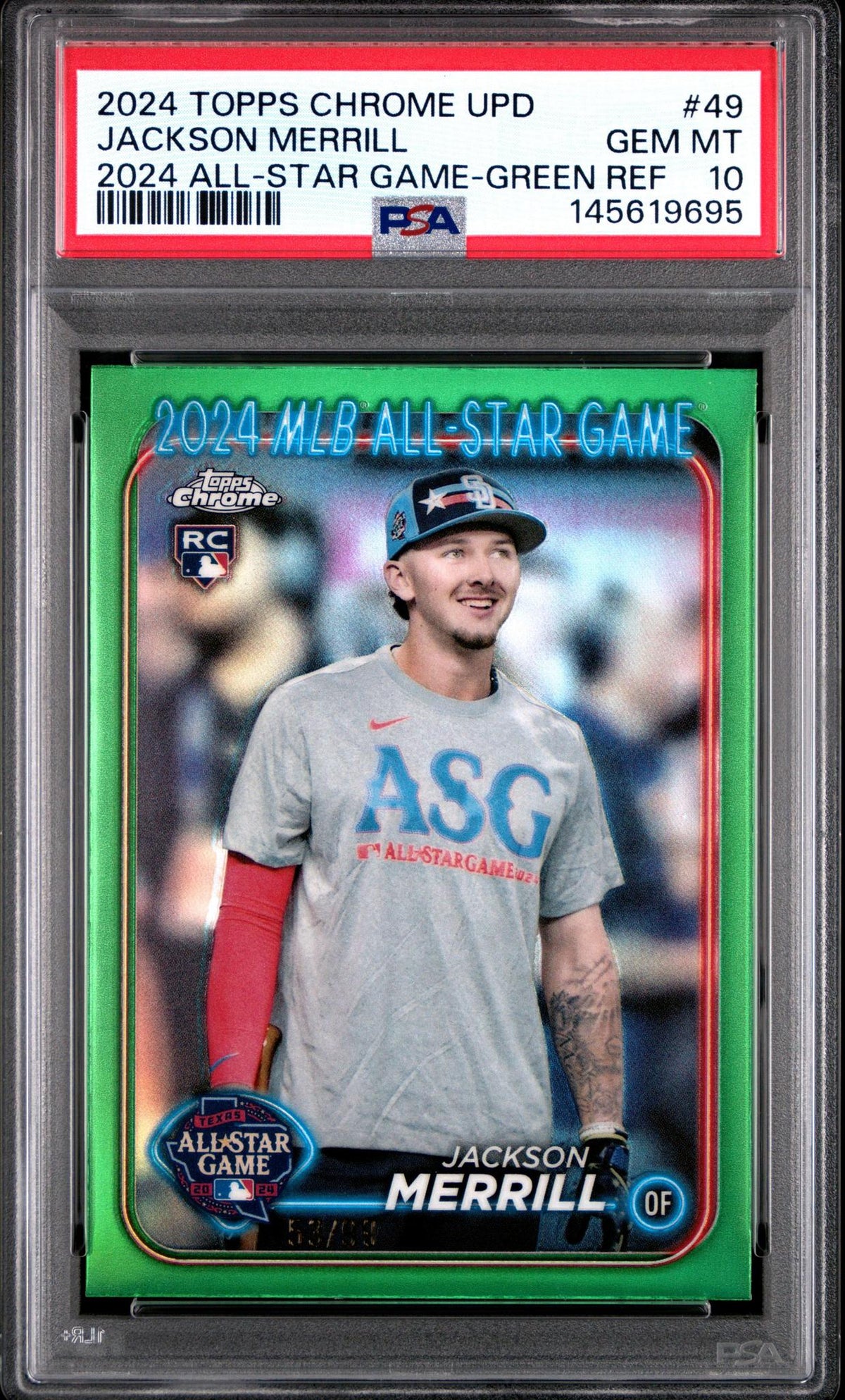 2024 Topps Chrome Update Jackson Merrill Green Refractor PSA 10 #/99