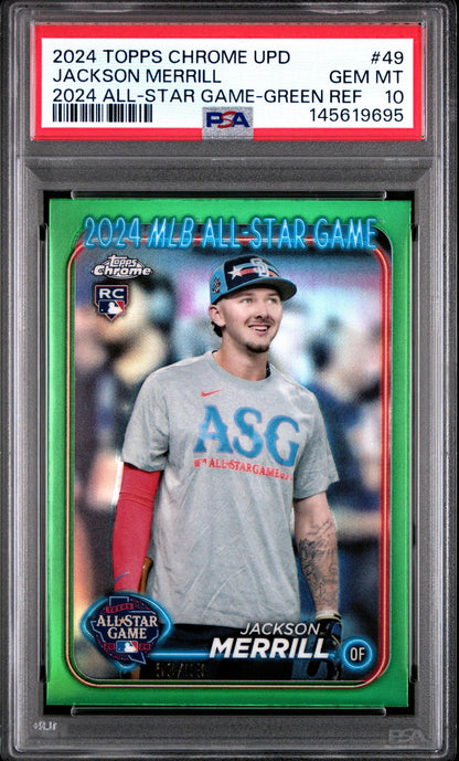 2024 Topps Chrome Update Jackson Merrill Green Refractor PSA 10 #/99