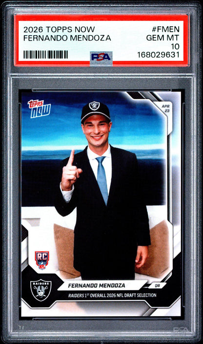 2026 TOPPS NOW #FMEN - FERNANDO MENDOZA PSA 10