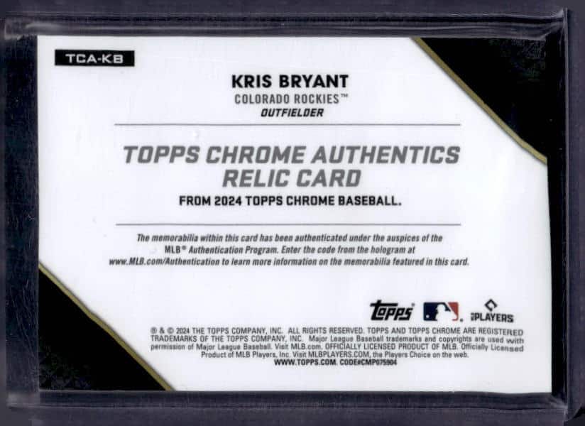 2024 Topps Chrome Kris Bryant #TCA-KB Patch Red Refractor /5