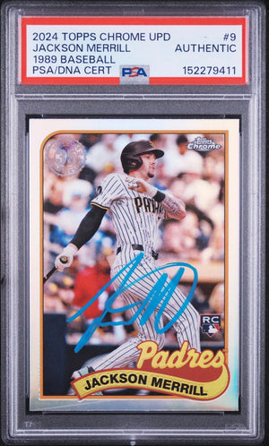 2024 Topps Chrome Update 1989 Topps Baseball 9 Jackson Merrill Rookie PSA Authentic