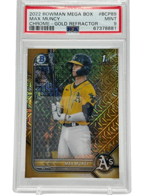 2022 Bowman Mega Max Muncy #BCP-89 Gold Refractor /50 PSA 9
