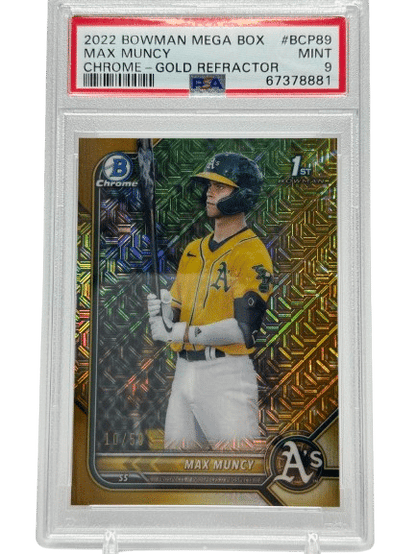 2022 Bowman Mega Max Muncy #BCP-89 Gold Refractor /50 PSA 9