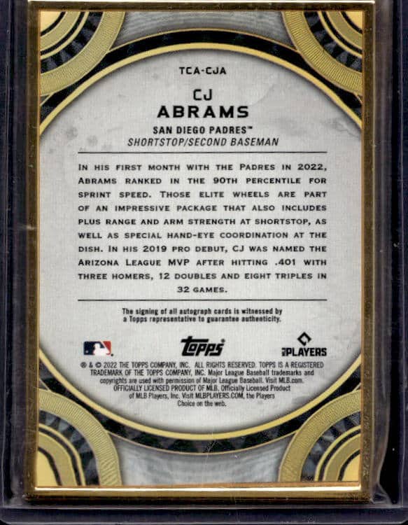 2022 Topps Transcendent CJ Abrams #TCA-CJA Rookie Autograph Green Foil /15