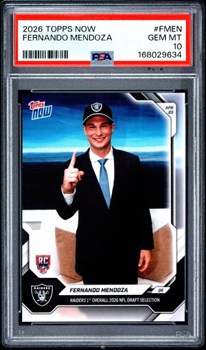 2026 TOPPS NOW #FMEN FERNANDO MENDOZA ROOKIE PSA 10