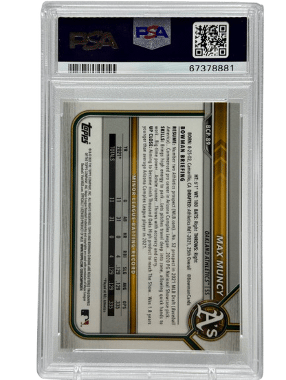 2022 Bowman Mega Max Muncy #BCP-89 Gold Refractor /50 PSA 9