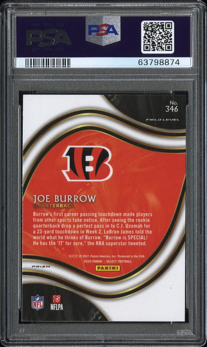 2020 Panini Select #346 Joe Burrow Silver Prizm PSA 10
